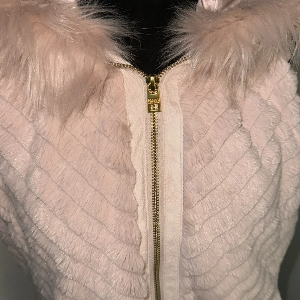 Marc New York Andrew‎ Marc pink faux fur zip up light pink vest Sz L